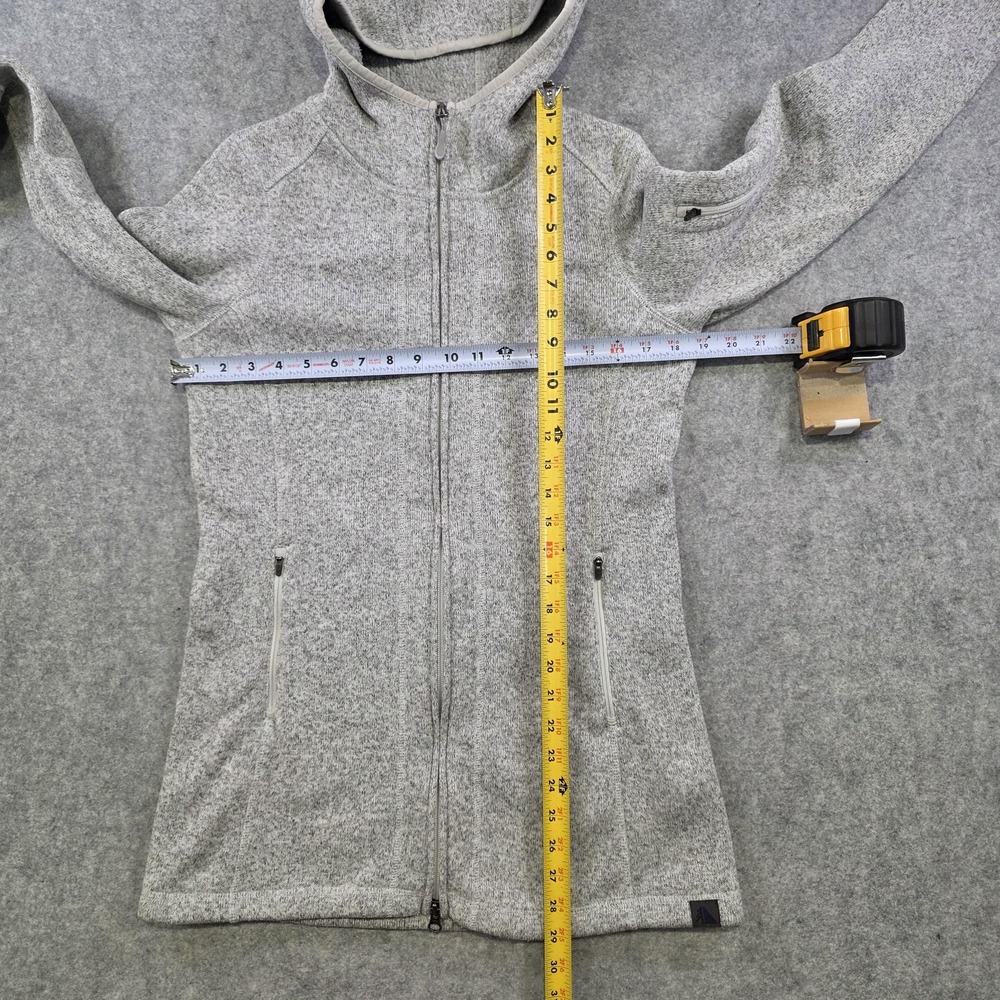 LL Bean Sweater Fleece Coat Womens Small Petite Gray Hooded Full Zip Jacket - Picture 7 of 15